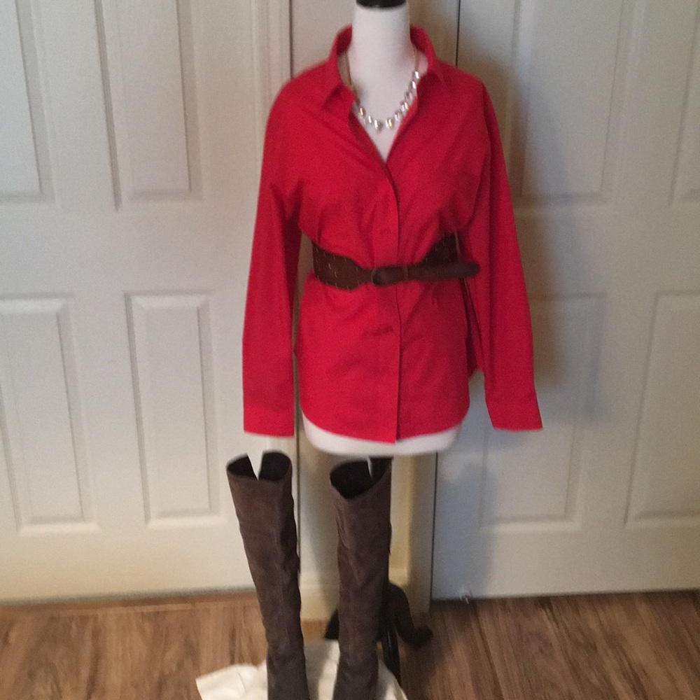 Great Red Button Down Shirt, Wrinkle Free!